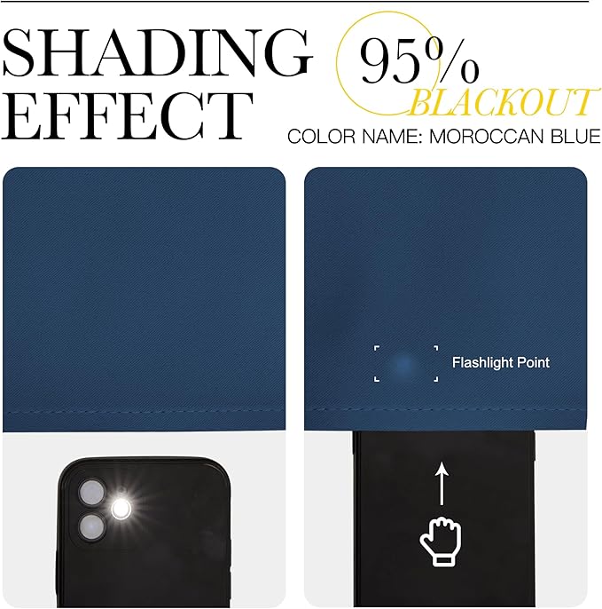 NICETOWN Moroccan Blue Room Darkening Curtains for Living Room, Grommet Thermal Curtains Light & Sound Reducing Window Treatments for Bedroom/Home Family, W46 x L102