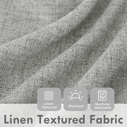 DriftAway Double Layer Linen Blackout Tie Up Curtains Thermal Insulated Fully Lined Balloon Roman Shade Bathroom Window Adjustable Rod Pocket for Small Window 45 Inch by 63 Inch Gray