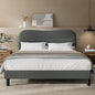 Queen Size Bed Frame with Headboard, upholstered Bed Frame Queen Size, Teddy Soft Boucle Fabric, Soft Cloud Marshmallow Shape Upholstered Headboard, No Box Spring Needed, Noise Free (Grey)