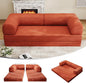 5-in-1 Folding Convertible Sofa Bed, 78 Inch Oversized Corduroy Upholstered Boneless Couch, Loveseat Sleeper with Pull Out Bed, Floor Sofa Modular Futon Couch for Living Room Bedroom Lounge