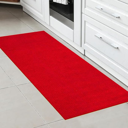 Ottomanson 2' x 6' Hallway Runner with Scraper Pile - Extra Durable Non-Slip Rug Mat for Indoor & Outdoor Use - Ideal for Kitchen, Entryway, Patio & Garage - High-Traffic Carpet, Red