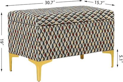 Joveco Rectangular Storage Ottoman Bench, Upholstered Coffee Table with Golden Metal Legs, Footrest Stool for Living Room Bedroom Entryway