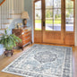 Area Rug 4×6, Vintage Boho Rug,Ultra-Soft Low Pile, Washable, Non Slip,Stain Resistant Printed Carpet for Living Room Bedrooms Playroom Office Kitchen, Light Blue