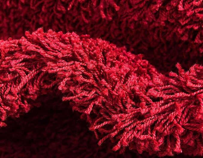 Unique Loom Solid Shag Collection Area Rug (6' 1" x 9' Rectangle, Cherry Red)