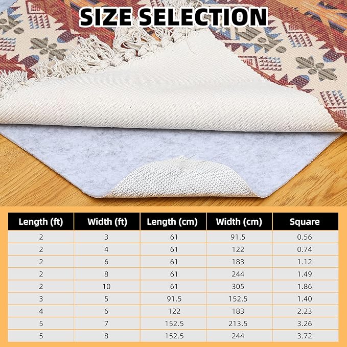 Non Slip Rug Pad, Natural Rubber Backing Rug Pads 1/4” Thick, Felt Rug Gripper Pad, Non Slip Under Carpet Mat, Under Rug Cushion for Hardwood Floors, Carpet Runners (2x3FT)