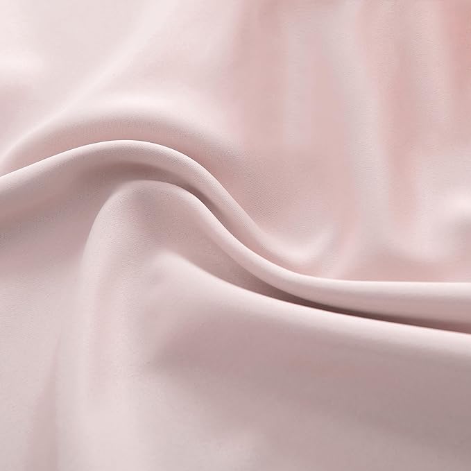 DONREN 96 Inch Length Cute Blush Pink Room Darkening Curtains, Light Pink Thermal Insulating Light Blocking Privacy Protection for Livingroom, 52" W by 96" L 2 Panels