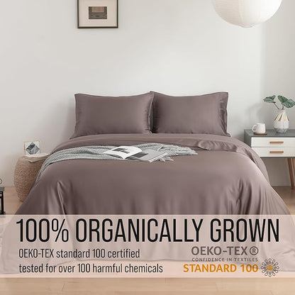 Bella Coterie Luxury Bamboo Viscose Full Size Sheet Set | 100% Organically Grown | Ultra Soft | Cooling for Hot Sleepers | 18" Deep Pocket [Mocha]