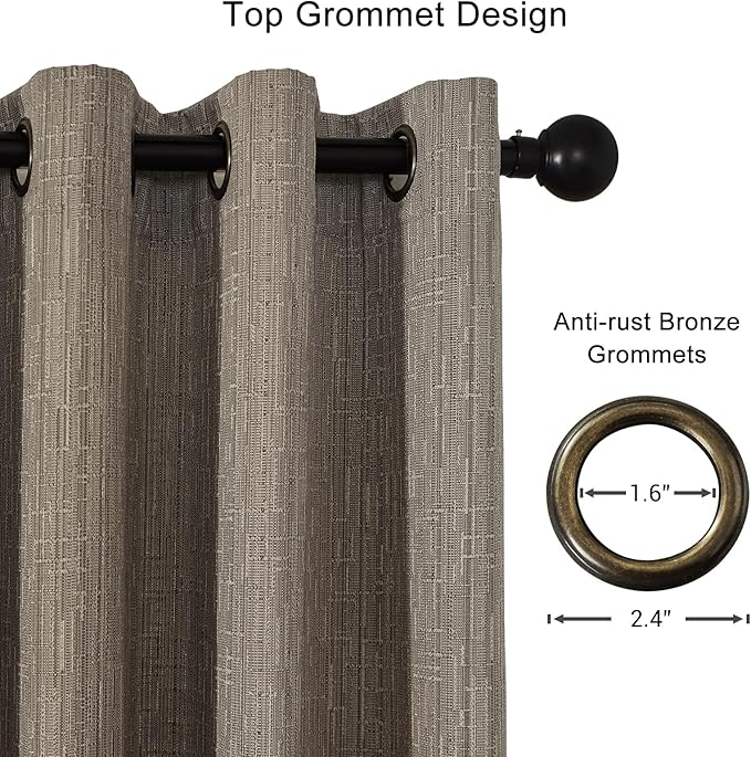 Linen Curtains 205 inch Length 2 Panels for High Ceiling Extra Long Thick Faux Linen Window Drapes Burlap Textured Curtains with Grommet for 2 Story High Living Room (52x205 Dark Coffee)