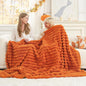 Cozy Bliss Faux Fur Throw Blanket for Couch, Cozy Warm Plush Striped Blanket for Sofa Bedroom Living Room, 60 * 80 Inches Burnt Orange