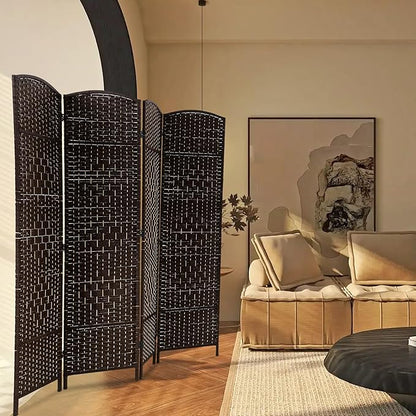 FDW Room Divider 6FT Wooden Screen Folding Privacy Screens Portable Wall Dividers for Home Office Bedroom, Dark Brown