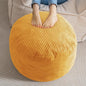 HIGOGOGO Round Stuffed Pouf Ottoman, Corduroy Poufs with Foam Chunk Filling, Furry and Fluffy Pouf Foot Stool Storage Ottoman, 20 X 15 Floor Poufs Foot Rest for Living Room, Orange