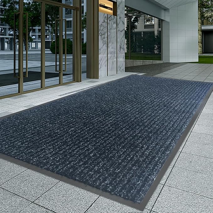 Front Door Mat,3'x6'Indoor Outdoor Door Mat,Heavy Duty Durable Welcome,Commercial Floor Mats Inside Outside Entrance, Waterproof All-Season, All-Weather Non Slip Backing Doormat for Entryway,Black