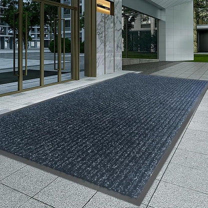 Front Door Mat,4'x8'Indoor Outdoor Door Mat,Heavy Duty Durable Welcome,Commercial Floor Mats Inside Outside Entrance, Waterproof All-Season, All-Weather Non Slip Backing Doormat for Entryway,Black
