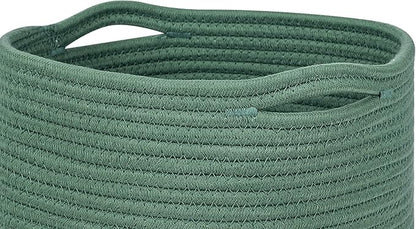 voten Storage Cubes Baskets Bins Organizer 11x11x11'' Fit 12x12''Cube Storage Organizer Bookcases Shelf,Durable Woven Cotton Storage Basket for Organizing,Round 3Pack Green