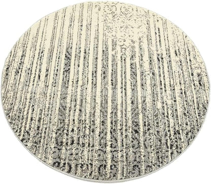 Unique Loom Del Mar Collection Area Rug - Jennifer (3' 3" Round, Gray/ Black)