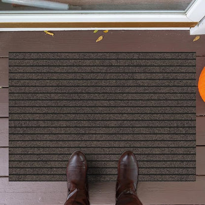 Ottomanson Mud Mat 2'7" x 4' Entryway Rug - Non-Slip Scraper Doormat for Muddy Paws, Dirt Trapping Indoor/Outdoor Mat for High-Traffic Areas, Kitchen, Garage, Patio, Brown