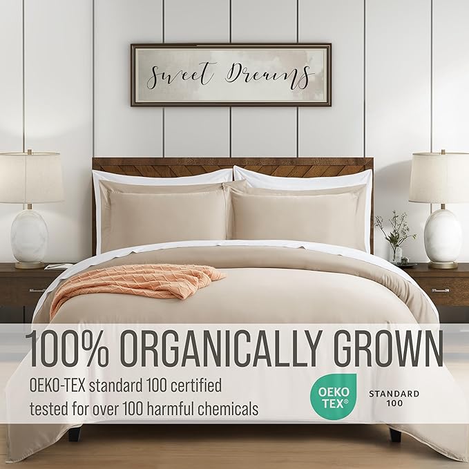 Bella Coterie Luxury Bamboo Viscose King Size Duvet Cover Set | 100% Organically Grown | Corner Ties | Ultra Soft | Cooling | Two Pillow Shams | 106 x 94 | No Insert [Dune]