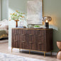 T4TREAM Fluted 7 Drawers Dresser for Bedroom, 54" Wide Modern Dresser TV Stand, Gold Accents, Fluted Fronts, Wood Storage Dressers Organizer for Bedroom, Living Room, Dark Walnut