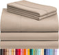 LuxClub 5 PC Split King Sheet Set, Deep Pockets Wrinkle Free Cooling Bed Sheets Hotel Bedding for Women, Men, Includes 2 Fitted Sheet, 1 Flat Sheet and 2 PillowcasesSoft Light Khaki