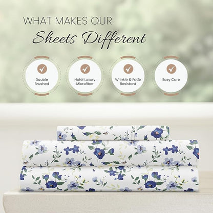 Linen Market 3 Piece Twin Sheets (Light Blue Floral) - Sleep Better Than Ever with These Ultra-Soft & Cooling Bed Sheets for Your Twin Size Bed - Deep Pocket Fits 16" Mattress
