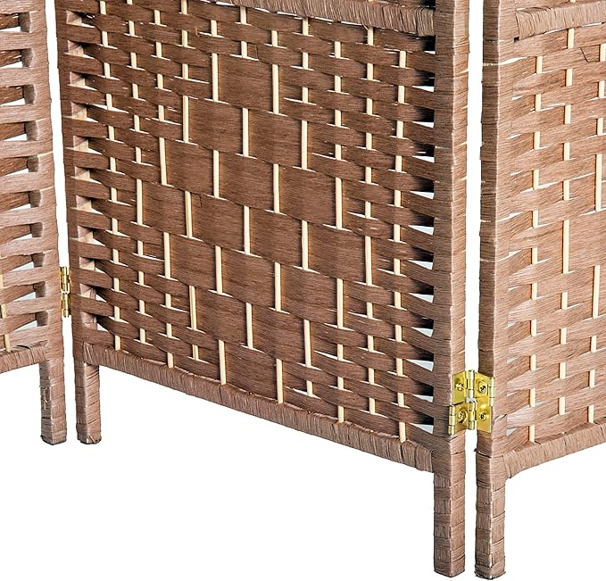 HOMCOM Room Divider, 3 Panel Folding Privacy Screen, 6FT Tall Portable Wicker Weave Partition Wall Divider for Bedroom, Home Office, Natural