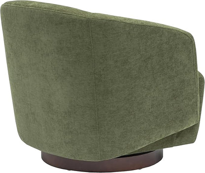 MINCETA Accent Chair,Modern Swivel Chairs for Living Room and Bedroom Reading with Wood Base,Fabric in Green