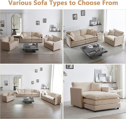 mikibama 41.4" W Single Seat Sofa, Chenille Comfy Deep Upholstered Couch Armchair with Toss Pillow for Living Room Bedroom Office Apartment, Light Coffee