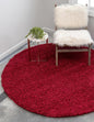 Unique Loom Solid Shag Collection Area Rug (7' 1" Round, Cherry Red)