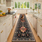 Area Rugs 3'x10' Washable Non-Slip, Floral Vintage Distress Print Pattern Medallion Carpet for Living Room Bedroom Dining Room, Black Colorful Floral Dark Tan