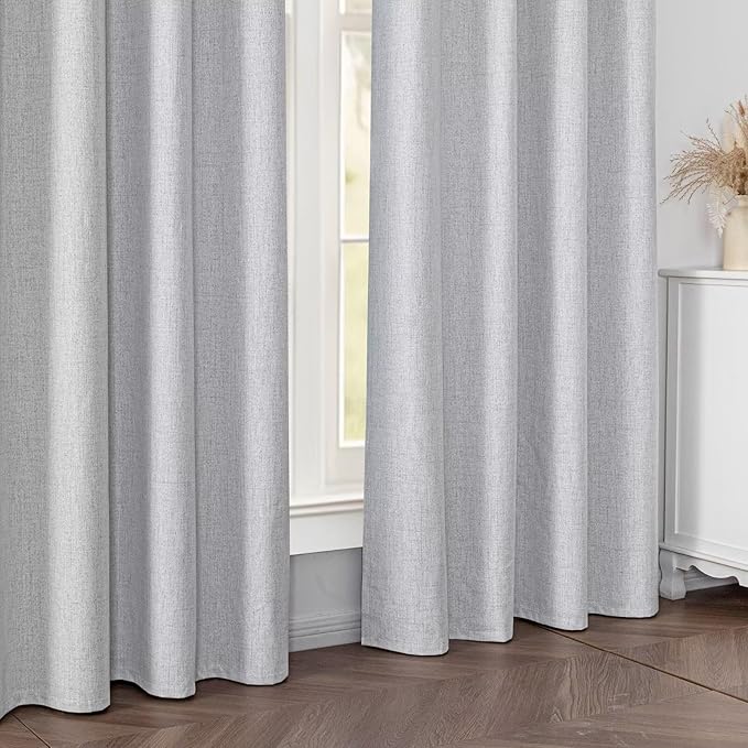100% Blackout Curtains 96 Inches Long 2 Panels Set, Black Out Curtains for Living Room, Off-White Thermal Insulated Grommet Drapes Bedroom Luxury Decor Privacy(52W × 96L inch, Off-White)