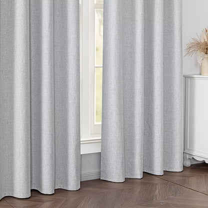 100% Blackout Curtains 96 Inches Long 2 Panels Set, Black Out Curtains for Living Room, Off-White Thermal Insulated Grommet Drapes Bedroom Luxury Decor Privacy(52W × 96L inch, Off-White)