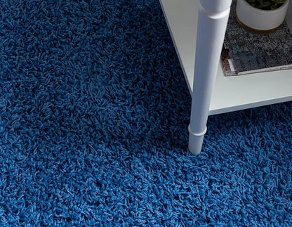 Unique Loom Solid Shag Collection Area Rug (3' 3" x 5' 3" Oval, Periwinkle Blue)