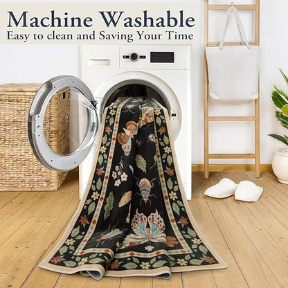 Lahome Insect Washable Runner Rug, 2x6 Kitchen Runners for Hallways 6 Feet Non Slip, Soft Laundry Room Rug Ultra-Thin Long Carpet for Bathroom Bedroom Entryway, Black