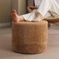 Tiita Pouf Ottoman and Foot Rest, Round Foam Stuffed Floor Pouf with Storag for Living Room, Brown