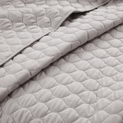 Lush Decor Ella Ruffle Lace Quilt, 3 Piece Set, King, Light Gray - Cute Quilt - King Bedding Set - Gray Bedding - Coquette Decor - Ruffle Trim - Lace Trim