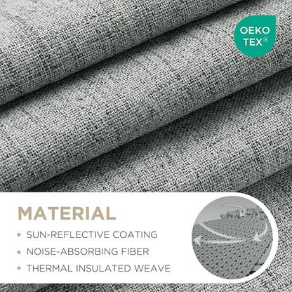 Joydeco Blackout Curtains for Bedroom - 120 Inch Long 100% Light Blocking 2 Panels Light Grey Drapes, Thermal Insulated Room Darkening Curtains, Linen Textured for Living Room, Rod Pocket & Back Tabs