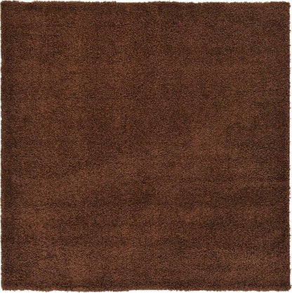 Unique Loom Solid Shag Collection Area Rug (8' Square, Chocolate Brown)