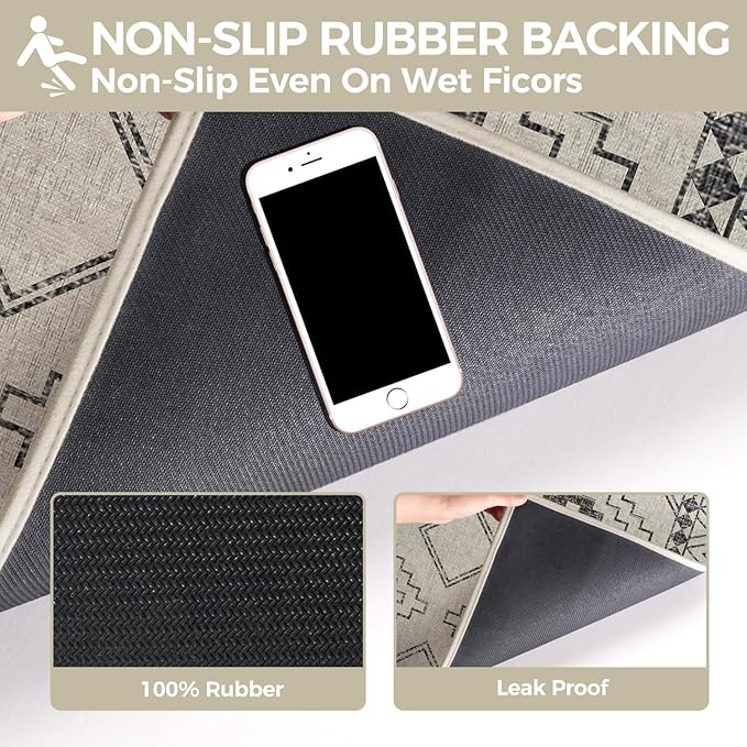 Indoor Door Mat 20"x31",Beige Door Mats Indoor Entrance Dirt Resistant & Absorbent, Non-Slip Rubber Backing Front Door Mats,Washable Low-Profile Doormat for Entryway, Inside Home Entrance