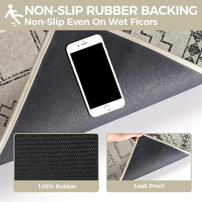 Indoor Door Mat 24"x35",Beige Door Mat Indoor Entrance Dirt Resistant & Absorbent, Non-Slip Rubber Backing Front Door Mats,Washable Low-Profile Doormat for Entryway, Inside Home Entrance