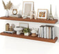 Floating Shelves for Wall, 9.3" Deep Wall Mounted Rustic Wood Shelves for Bathroom, Bedroom, Living Room, Kitchen, Hanging Shelf for Books/Storage/Room Decor (Walnut, 48")