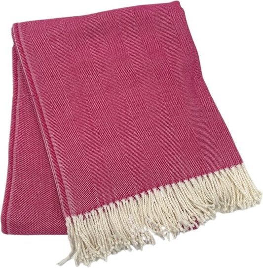 Alashan Cotton Acrylic Adirondack Herringbone Woven Throw (Watermelon)