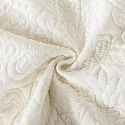HoneiLife Queen Quilt Bedding Set - Microfiber Quilt Sets for Queen Bed, 3-Piece Lightweight Bedspreads,Reversible Coverlets Rustic Bedlinen Sets, Floral Bedding Set All Season Quilts-Beige