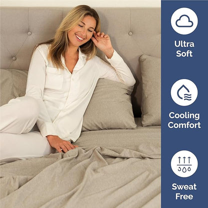 Full Size 4 Piece Sheet Set - Comfy Breathable & Cooling Bed Sheets Set - Hotel Luxury Bedding for Women, Men, Kids, Teens, Boys & Girls - Deep Pockets, Soft & Wrinkle Free - Beige (Heathered Sheets)
