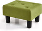 BRIAN & DANY Small Foot Stool, Velvet Foot Stools with Legs, Stable Small Footstool for Living Room, Olive Green