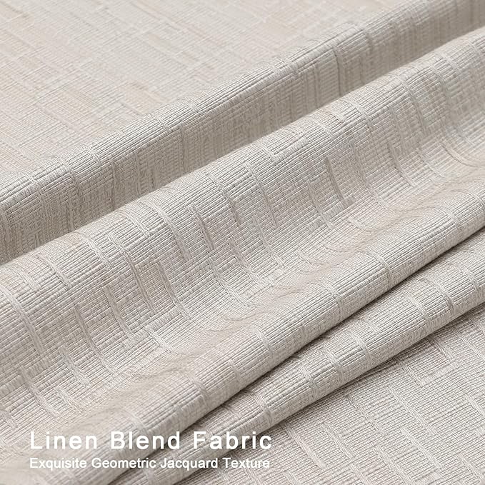Jacquard Linen Curtains 84 inch Length 2 Panels Thick Faux Linen Blended Window Drapes Burlap Textured Curtains with Grommet for Living Room Bedroom Farmhouse (52x84 Beige) Natural