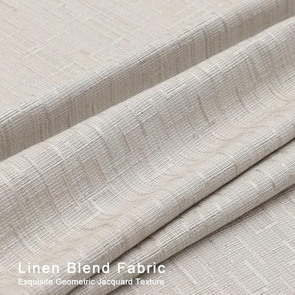 Extra Long Linen Curtains 144 inch Length 2 Panels Thick Faux Linen Blended Window Drapes Burlap Textured Curtains with Grommet for Living Room Farmhouse 12ft (52x144 Beige) Natural
