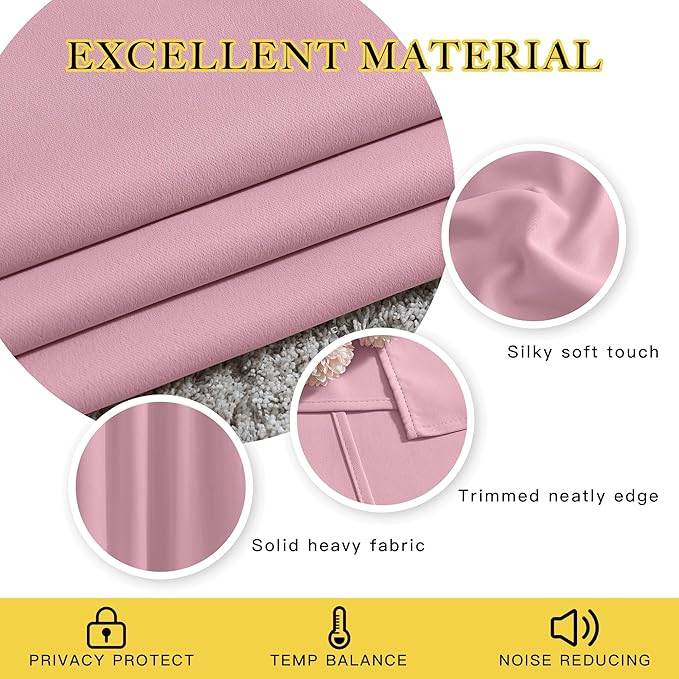 NICETOWN Sliding Door Curtain 108 Inches Long - Blackout Thermal Insulated Grommet Room Divider Privacy Drape for Patio Glass Door, 1 Panel, Rouge Pink, 100 Inch Extra Wide