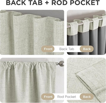 Joydeco Blackout Curtains for Bedroom - 100% Light Blocking 2 Panels Light Beige Drapes 66"W x 96"L, Thermal Insulated Room Darkening Curtains, Linen Textured for Living Room, Rod Pocket & Back Tabs