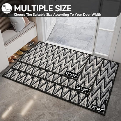 Indoor Door Mat 17x30, Dirt Resistant & Absorbent Doormat for Entryway Inside, Non-Slip Rubber Backing Front Door Mat Indoor Entrance, Low-Profile, Washable, Black