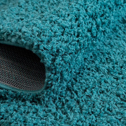 Unique Loom Solid Shag Collection Area Rug (5' 3" x 8' Oval, Deep Aqua Blue)